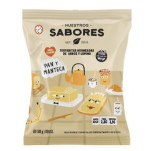 TOSTADAS DE ARROZ Y LUPINO PAN Y MANTECA X 50G.