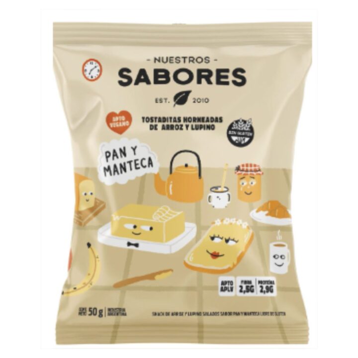 TOSTADAS DE ARROZ Y LUPINO PAN Y MANTECA X 50G.
